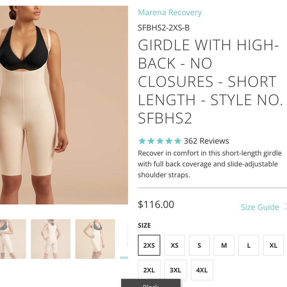 EUC Marena Recovery High Back No Zipper Girdle Open Crotch #SFHS2-M-B Cream XL
